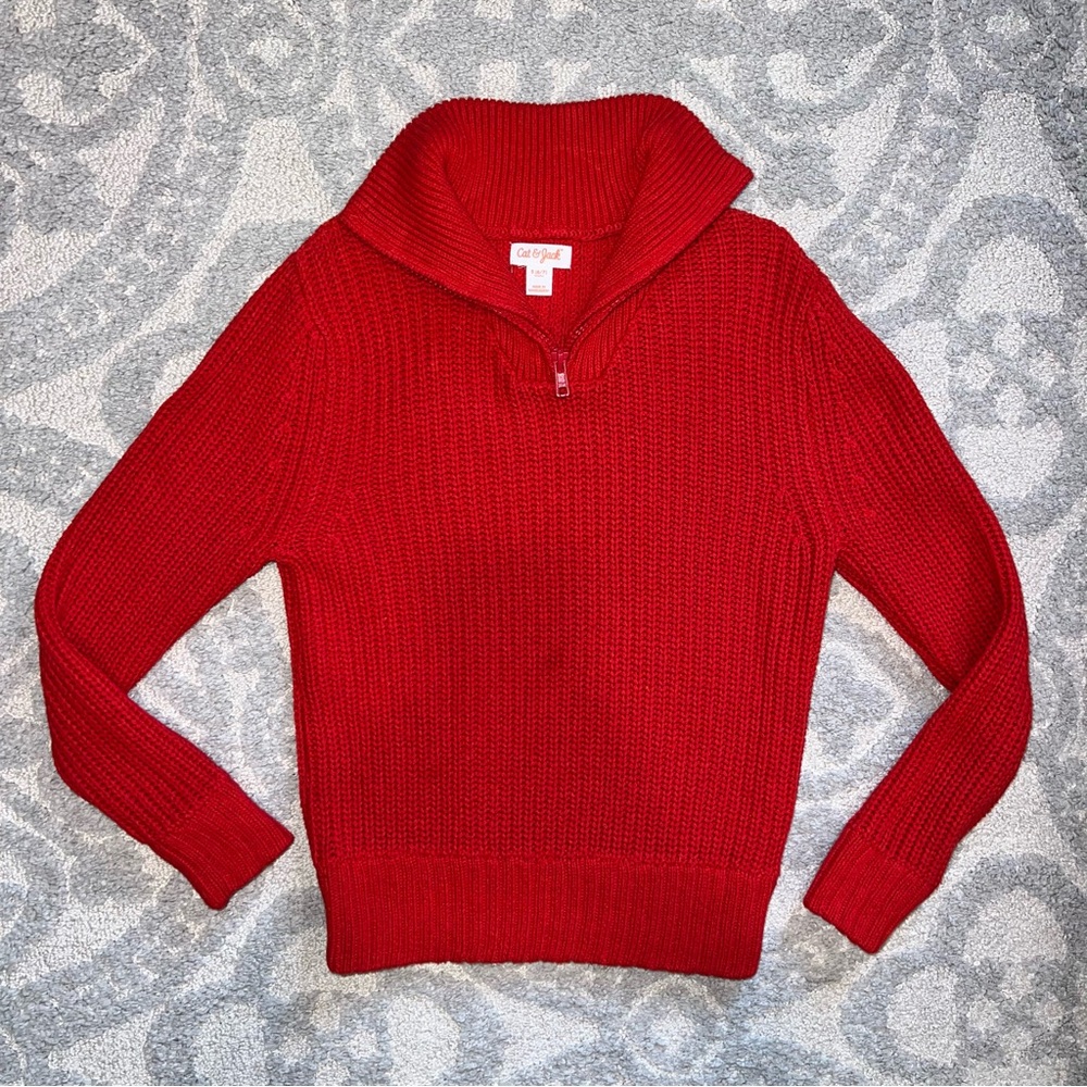 Cat & Jack Vibrant Red Knit Sweater